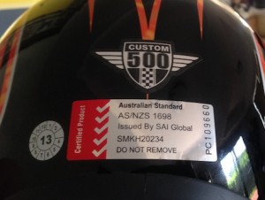 AS/NZ1698 helmet sticker