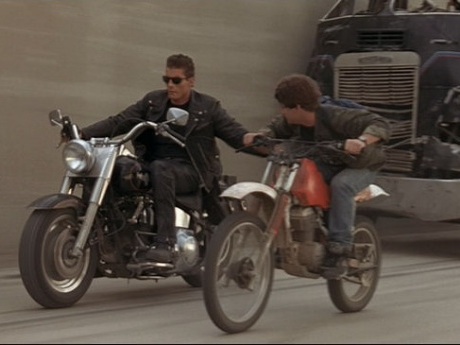 Arnie on the Fat Boy in Terminator 2