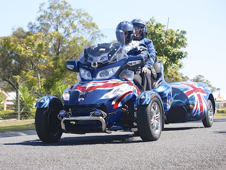 John and Rose England's patriotic Can-Am Spyder and trailer