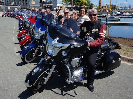 Indian riders celebrate the first anniversary Indian Motorcycle Parade record