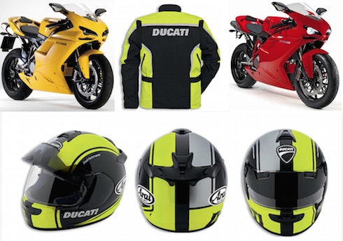 Ducati fluoro helmet and jacket