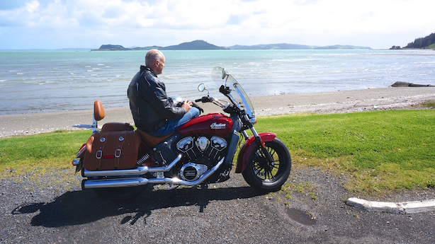 Tailgater pull over and admire the view New Zealand Indian Scout