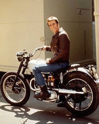 Henry Winkler as the Fonze or Fonzie in Happy Days on the Triumph TR5 up for sale on eBay