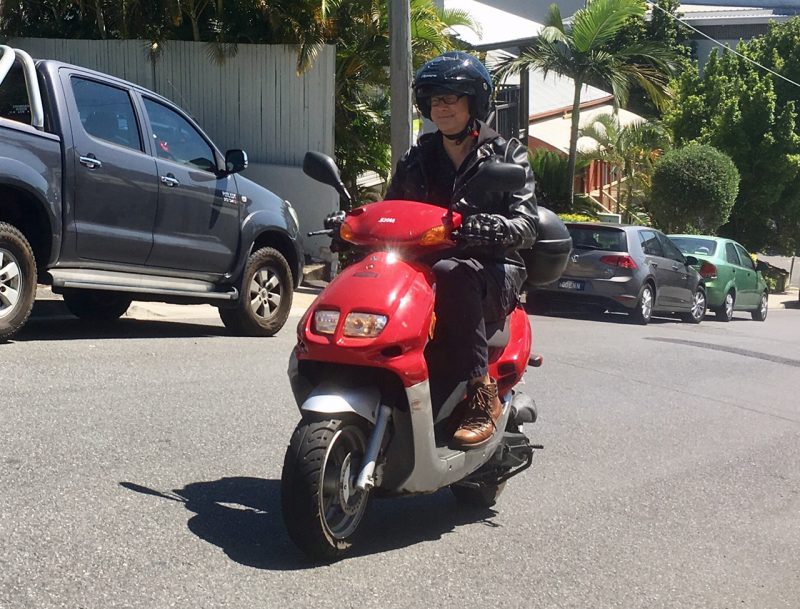 David Hinchliffe and his SYM scooter - Former politician regrets rider support