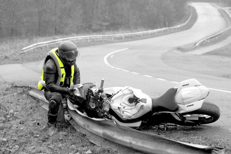 Helite Airvest offers airbag protection in a motorcycle crash barriers