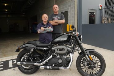 Angry and Stephan with Harley Roadster raffle prize