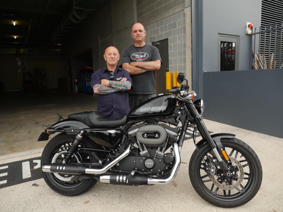 Angry and Stephan with Harley Roadster raffle prize