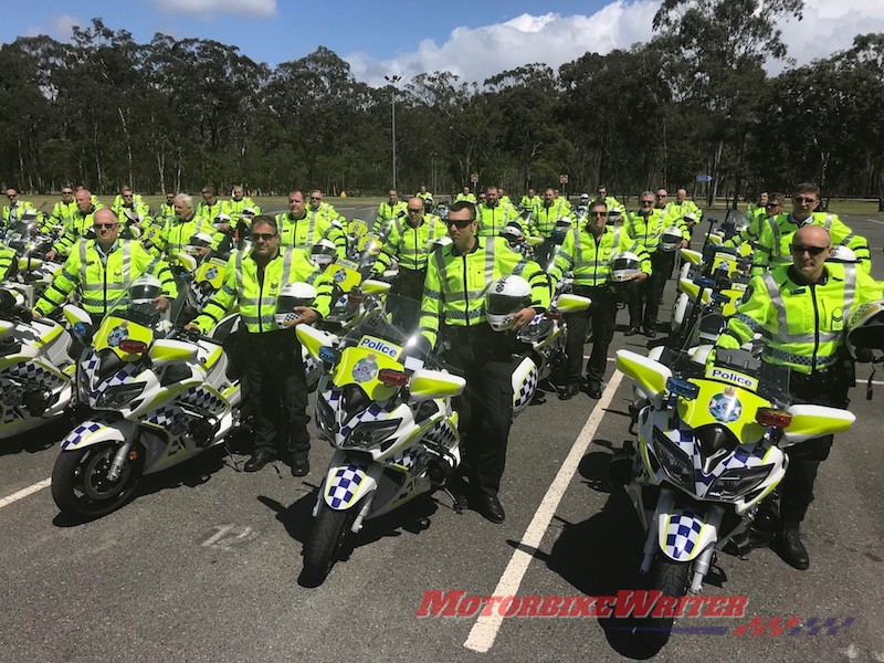 DayGlo Queensland motorcycle Police limit questions