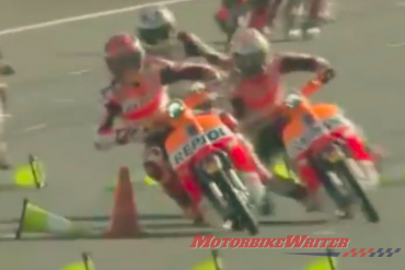 Repsol Honda Racing Marc Marquez and Dani Pedrosa race mopeds