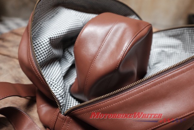 Stylish Neo and Sons motorcycle helmet bag in leather