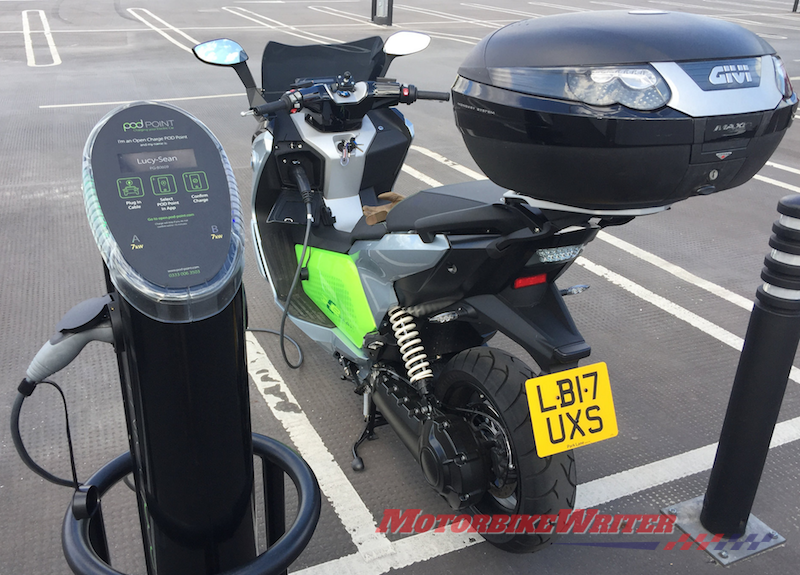 Oliver van Bilsen living with an electric BMW C evolution scooter electric motorbike historic