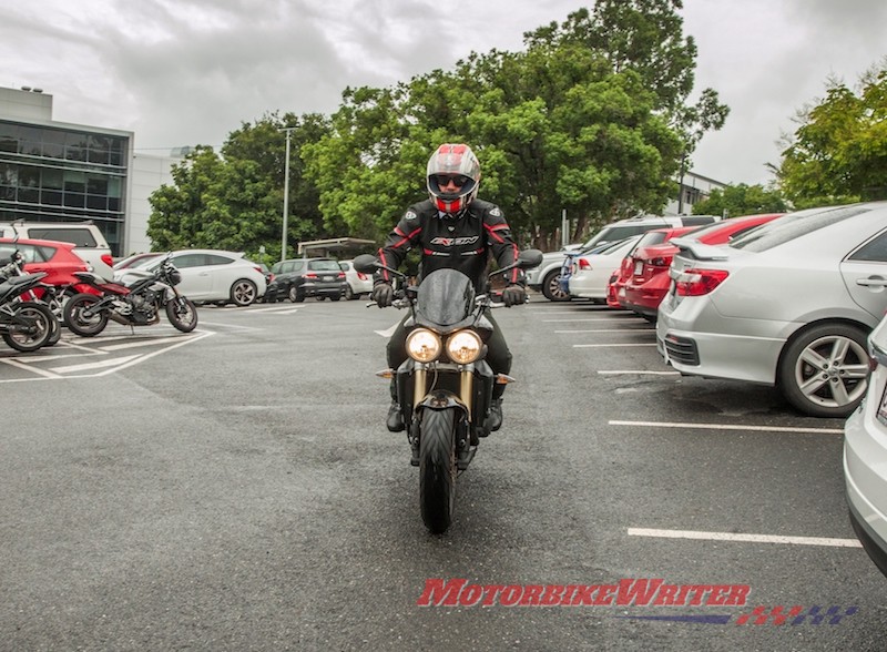 CARRSQ Narelle Haworth and Ross Blackman motorcycles parking