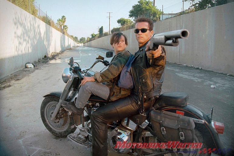 Terminator 2 Harley-davidson Fat Boy ridden by Arnold Schwarzenegger