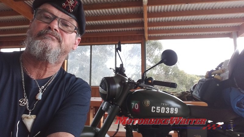 Combat medic plans 'medicycle' for indigenous Rick Carey Royal Enfield Classdicx 500 Pegasus limited edition