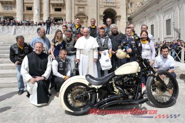 bargain Pope with holy Harley custom for auction charity