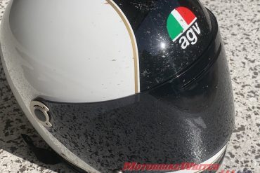 cleaning bugs off helmet visor and bike