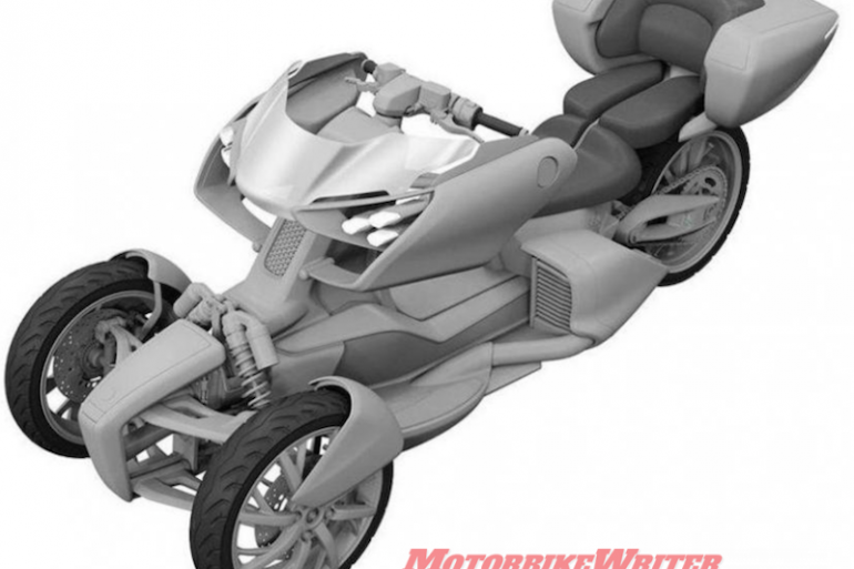 Yamaha has filed yet another patent for yet another leaning trike, this time with a hybrid powertrain. lean