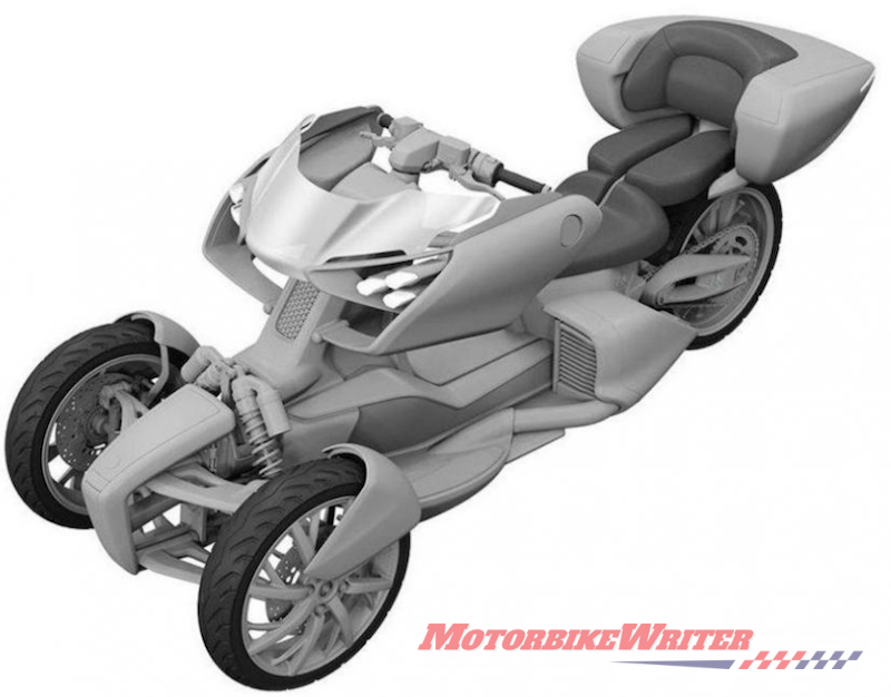 Yamaha has filed yet another patent for yet another leaning trike, this time with a hybrid powertrain. lean