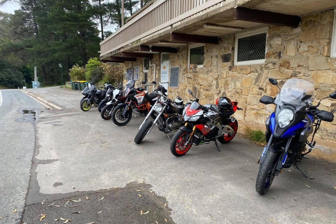 motorcycles parked