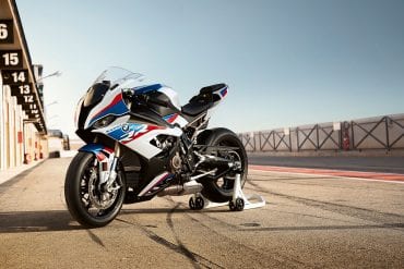 BMW S100RR in pits at racetrack
