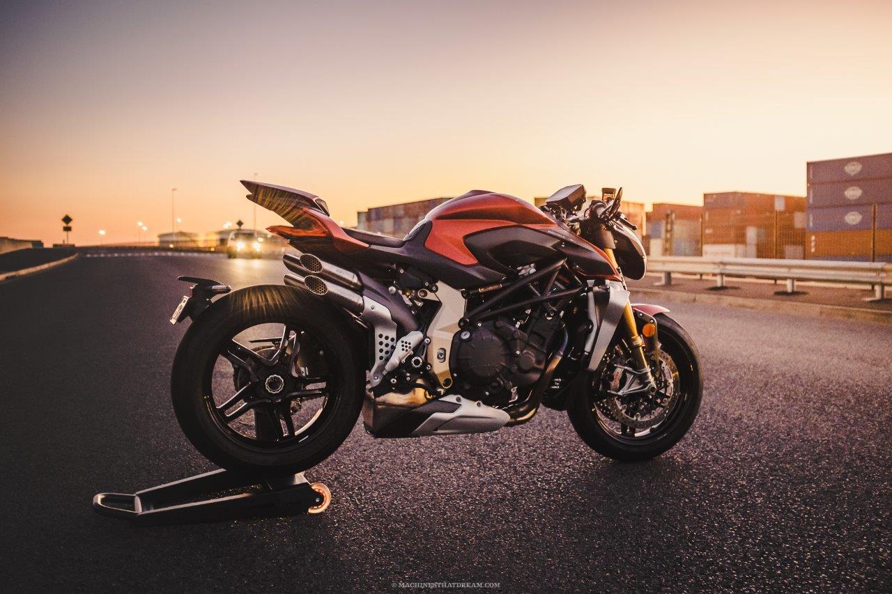 MV Agusta Brutale at Sunset on a road