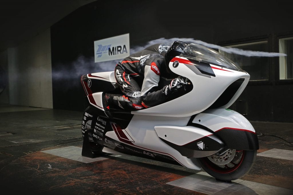 a front side view of WMC's 250EVin the Mira Wind Tunnel