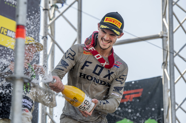 Tim Gasjer from Team HRC takes the overall win at the MXGP in Netherlands