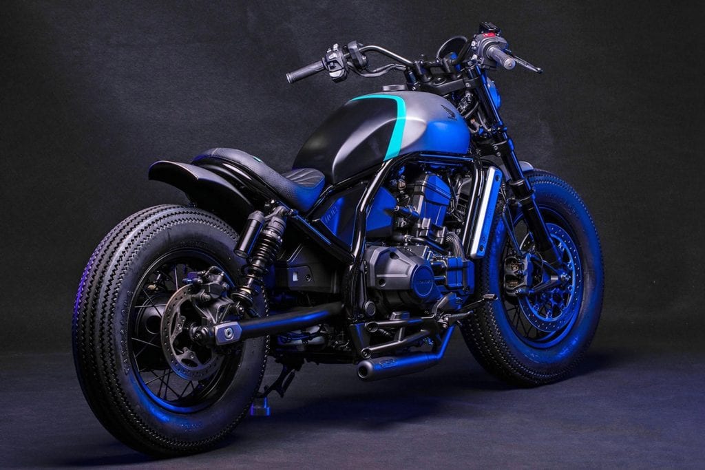 The CMX Bobber from behind - a custom bike made in partnership with FCR Original