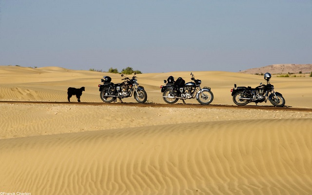 Rider traveling in that desert of India