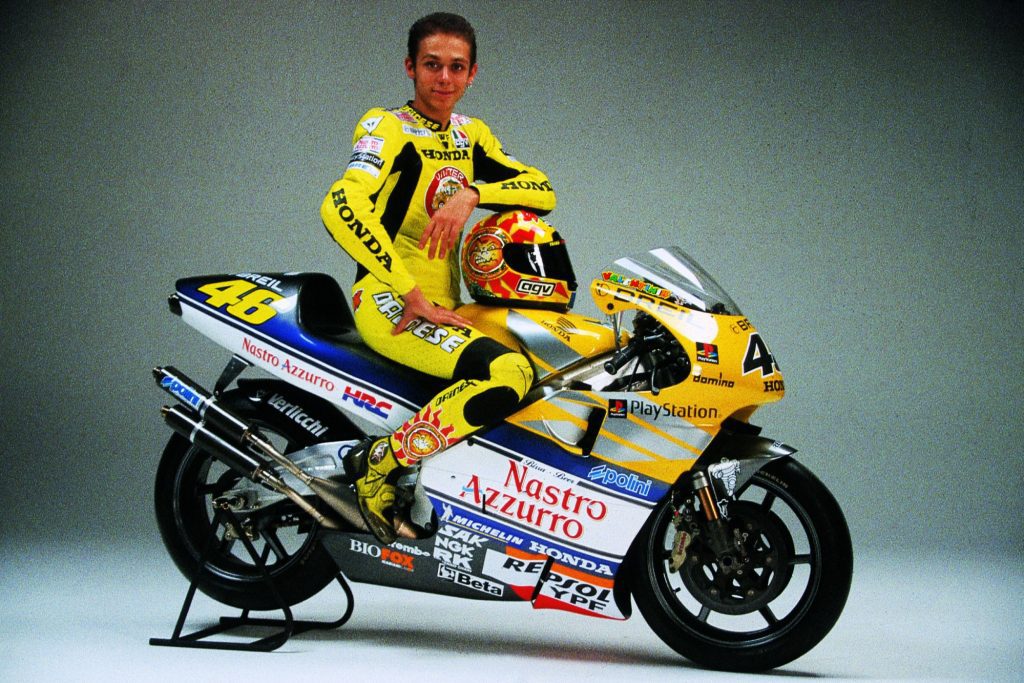 Valentino Rossi at his first premiere with the Honda Racing Team's NSR500
