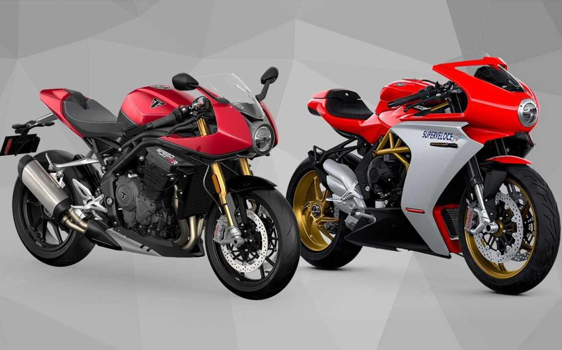A view of a Triumph Speed Triple RR and an MV Agusta Superveloce F3 800