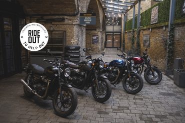 A side view of Triumph motorcycles for Triumph's Ride Out To Help Out Campaign