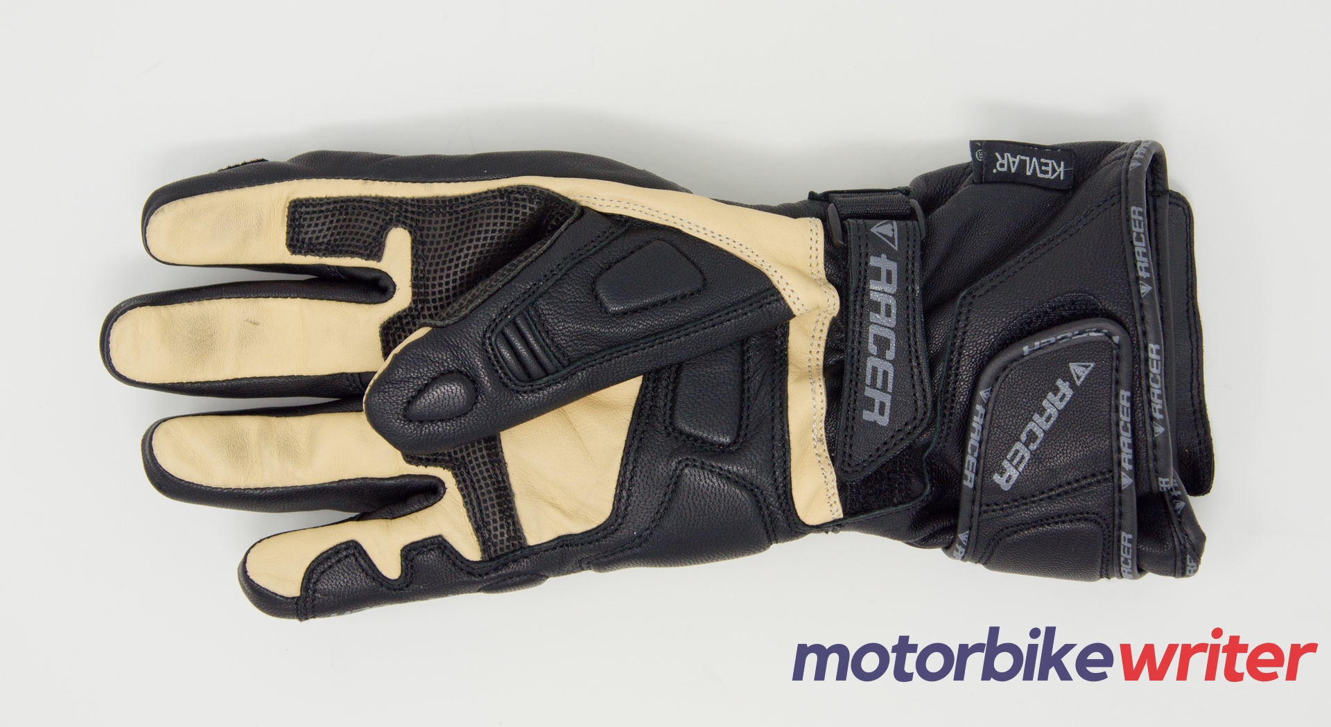 Front of Racer Multitop 2 Waterproof Gloves with tan palm visible
